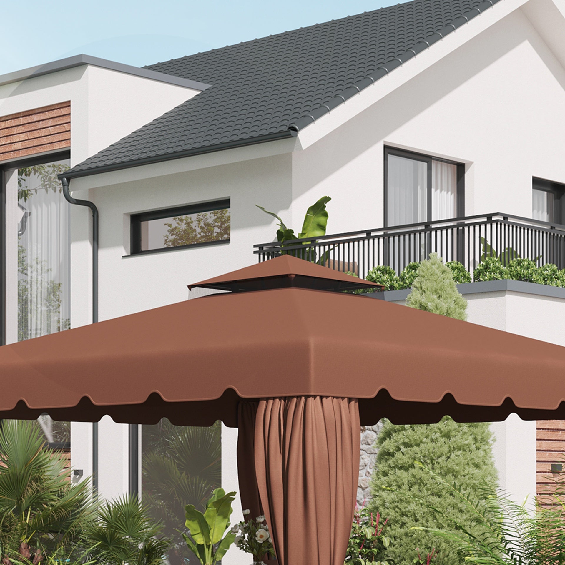 Outsunny Model 84C-051 or 84C-269 10' x 10' Gazebo Replacement Canopy, Coffee