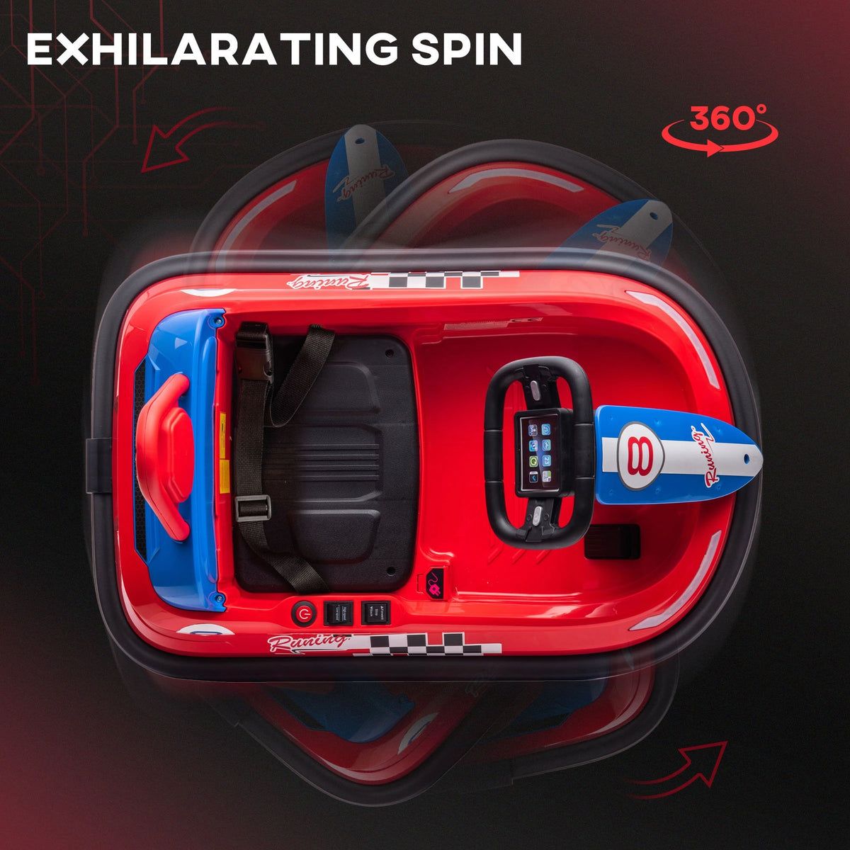 Aosom Bumper Car for Kids, 360° Rotation 6V Electric Ride On Bumper, Red