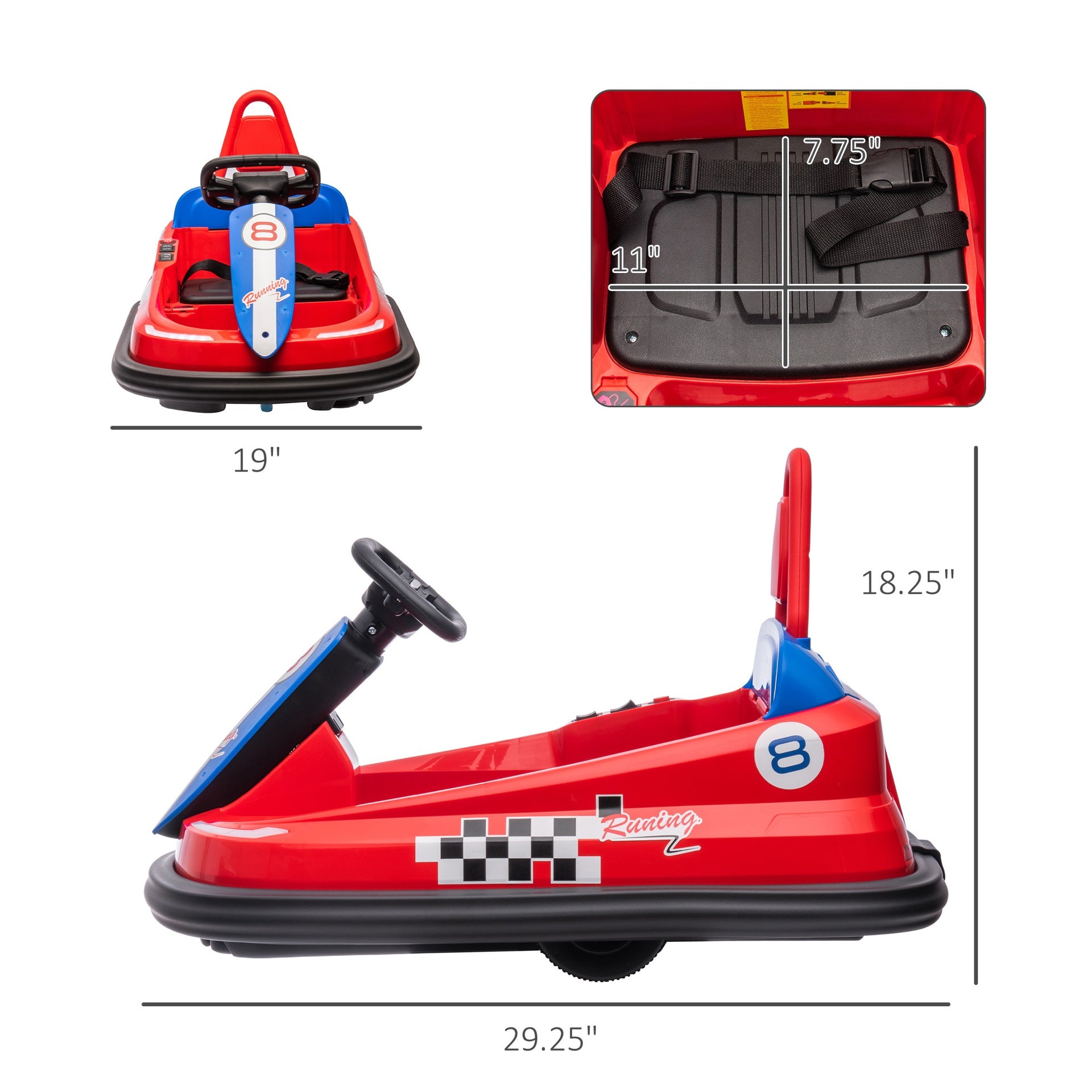 Aosom Bumper Car for Kids, 360° Rotation 6V Electric Ride On Bumper, Red