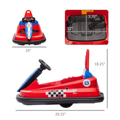 Aosom Bumper Car for Kids, 360° Rotation 6V Electric Ride On Bumper, Red