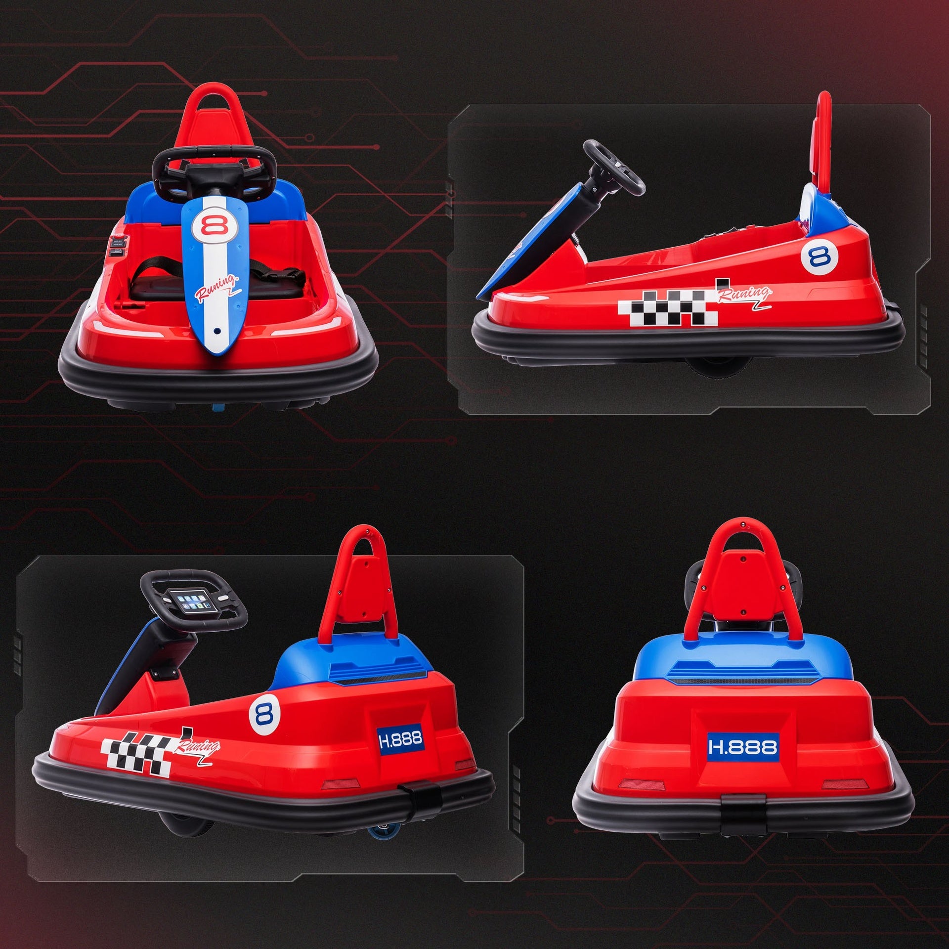 Aosom Bumper Car for Kids, 360° Rotation 6V Electric Ride On Bumper, Red