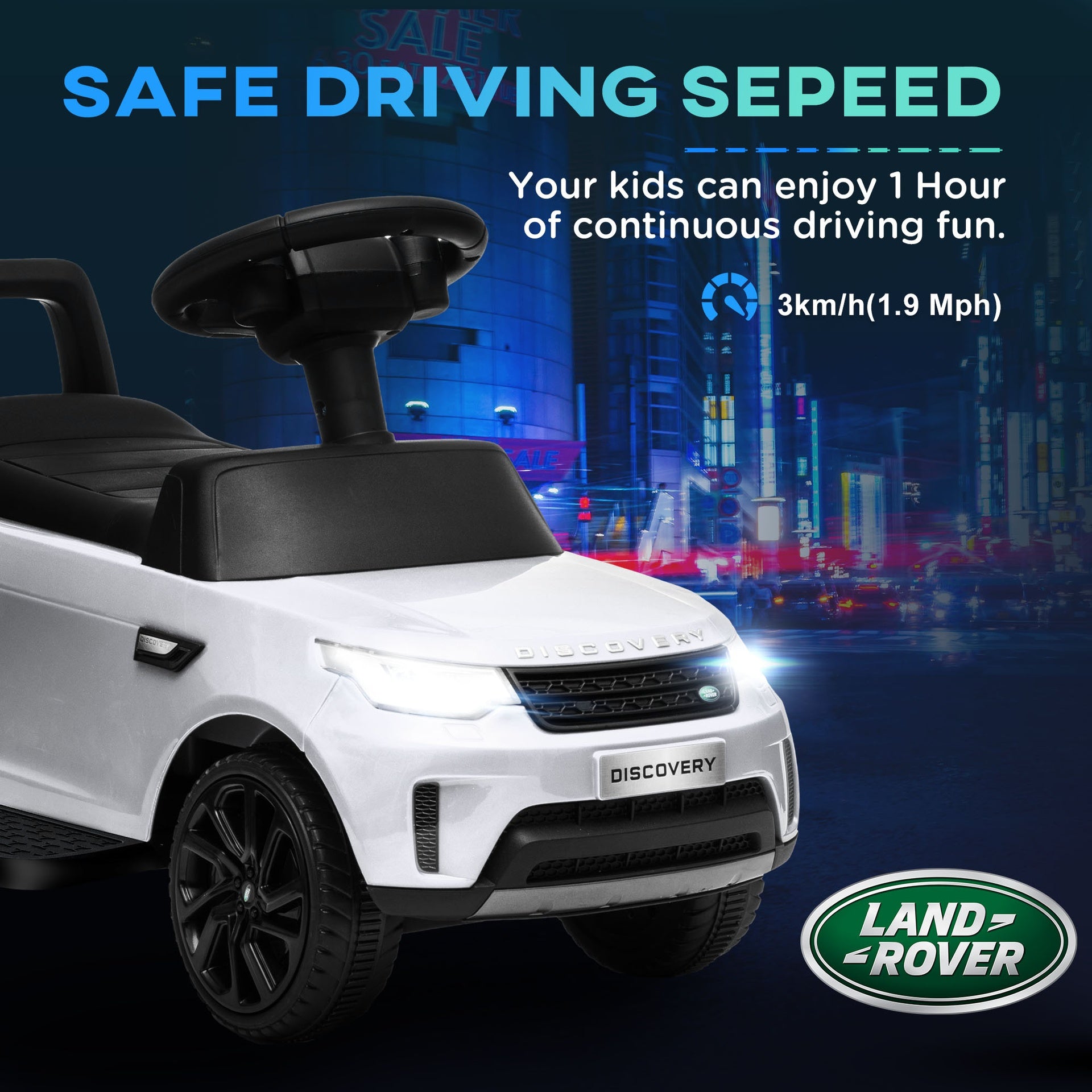 Qaba 2 in 1 Land Rover Licensed 6V Ride on Car Sliding Car Battery Powered Electric Car w/ Headlights Music Horn, White