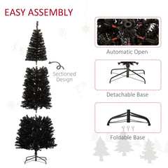 HOMCOM 8 FT Artificial Christmas Tree Pencil Xmas Tree with Stand, 1168 Tips, Holiday Home Indoor Decoration for Party, Black