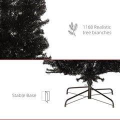 HOMCOM 8 FT Artificial Christmas Tree Pencil Xmas Tree with Stand, 1168 Tips, Holiday Home Indoor Decoration for Party, Black