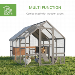 PawHut 9' x 6' x 6' Large Chicken Coop with Nesting Box, Water-Resistant and Anti-UV Cover for 8-12 Chickens, Gray