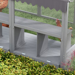 PawHut 9' x 6' x 6' Large Chicken Coop with Nesting Box, Water-Resistant and Anti-UV Cover for 8-12 Chickens, Gray