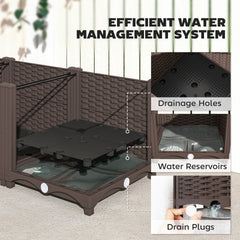 Outsunny Plastic Raised Garden Bed, 4 x 1 x 1 ft Outdoor Flower Box with Drainage Holes for Vegetables, Herbs, Brown