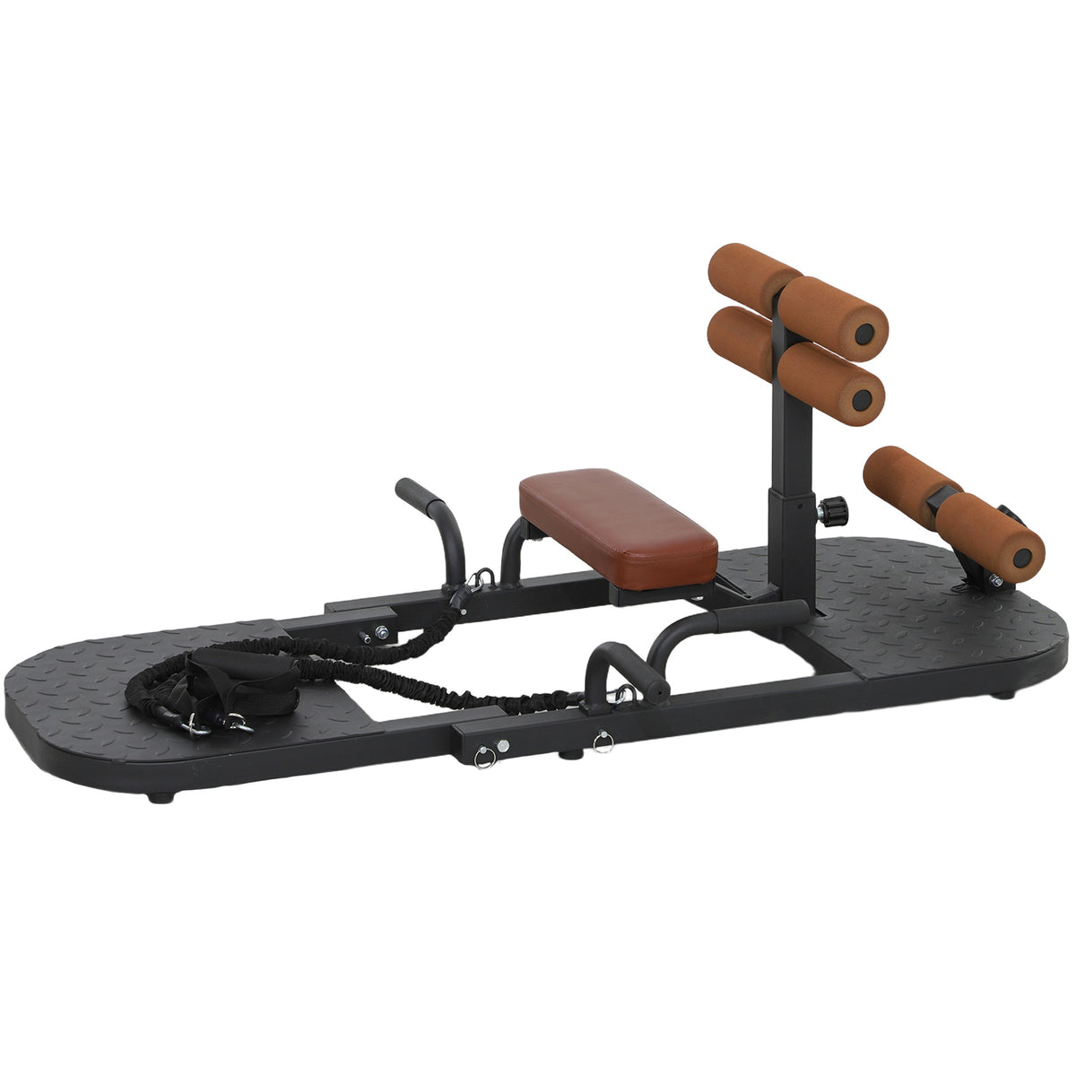 Soozier Foldable Sissy Squat Machine, Hip Thrust Machine with Push Up Stand, Multipurpose Glute Workout Equipment, Black