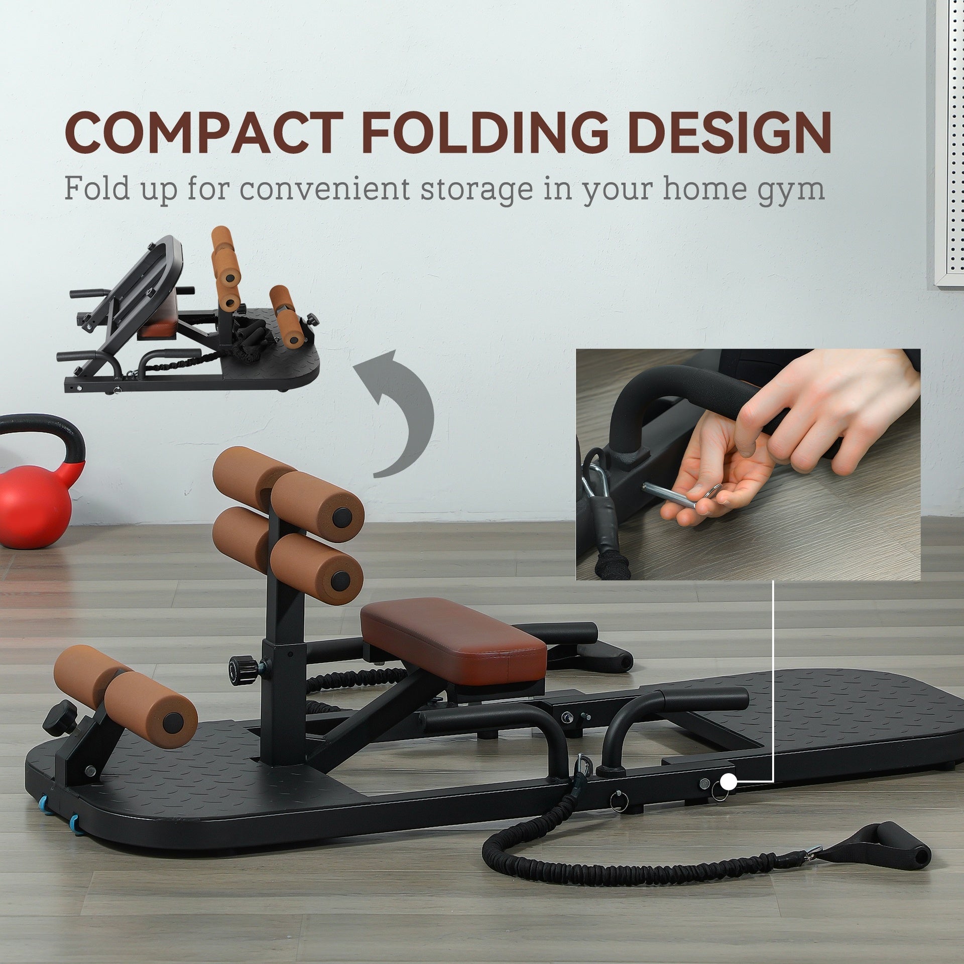 Soozier Foldable Sissy Squat Machine, Hip Thrust Machine with Push Up Stand, Multipurpose Glute Workout Equipment, Black