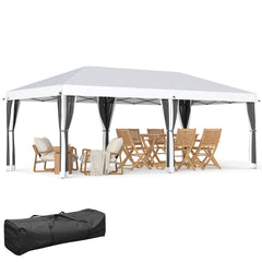 Outsunny 10' x 20' Pop Up Canopy Tent with Netting, Heavy Duty Instant Sun Shelter, Large Tents for Parties with Carry Bag for Outdoor, Garden, Patio, Cream White