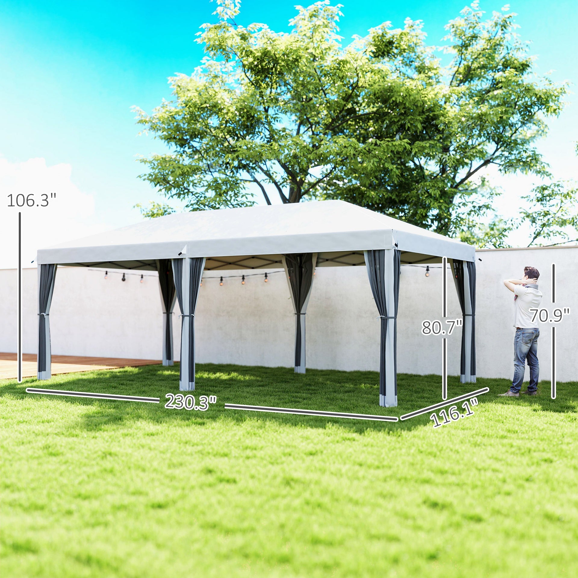 Outsunny 10' x 20' Pop Up Canopy Tent with Netting, Heavy Duty Instant Sun Shelter, Large Tents for Parties with Carry Bag for Outdoor, Garden, Patio, Cream White
