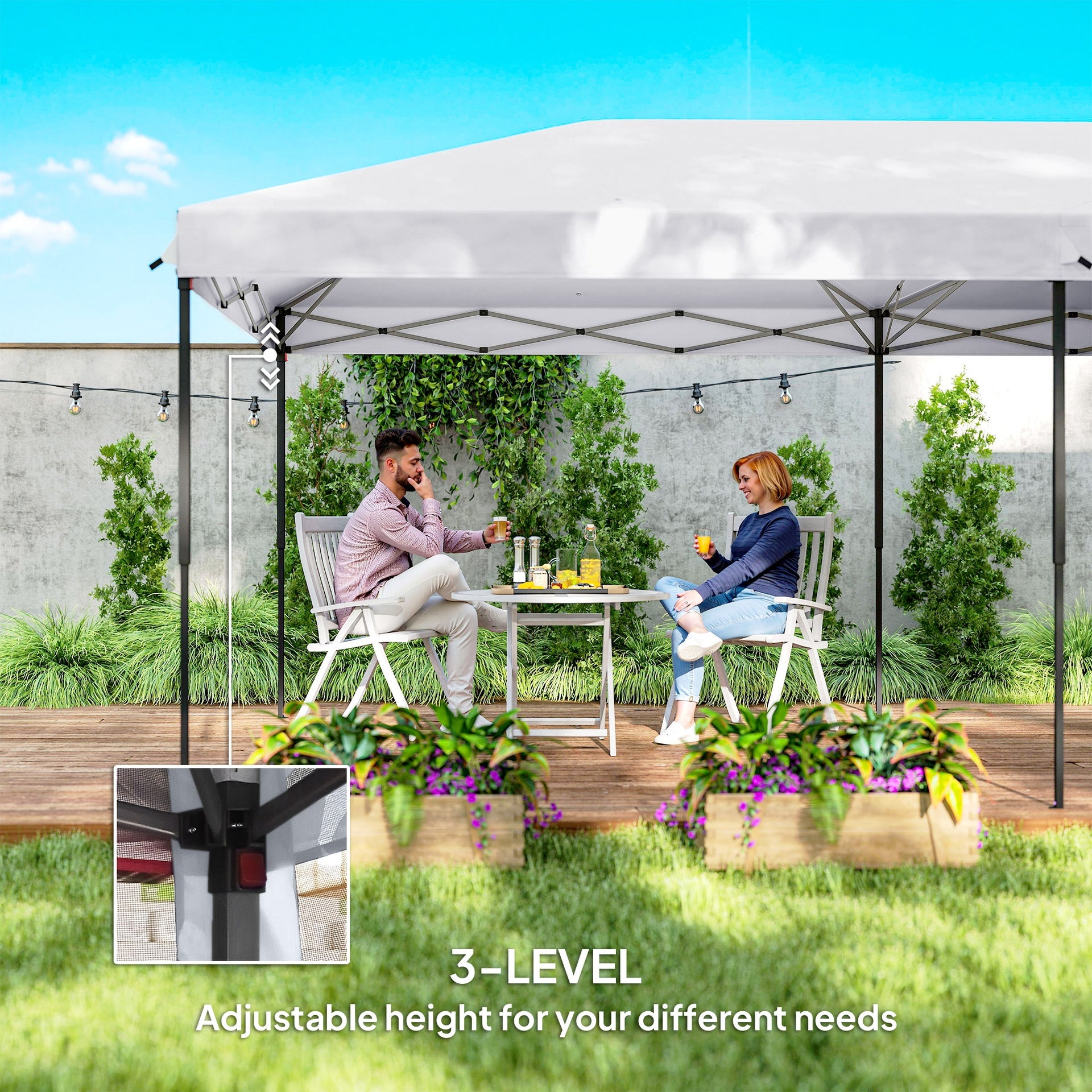 Outsunny 10' x 20' Pop Up Canopy Tent with Netting, Heavy Duty Instant Sun Shelter, Large Tents for Parties with Carry Bag for Outdoor, Garden, Patio, Cream White