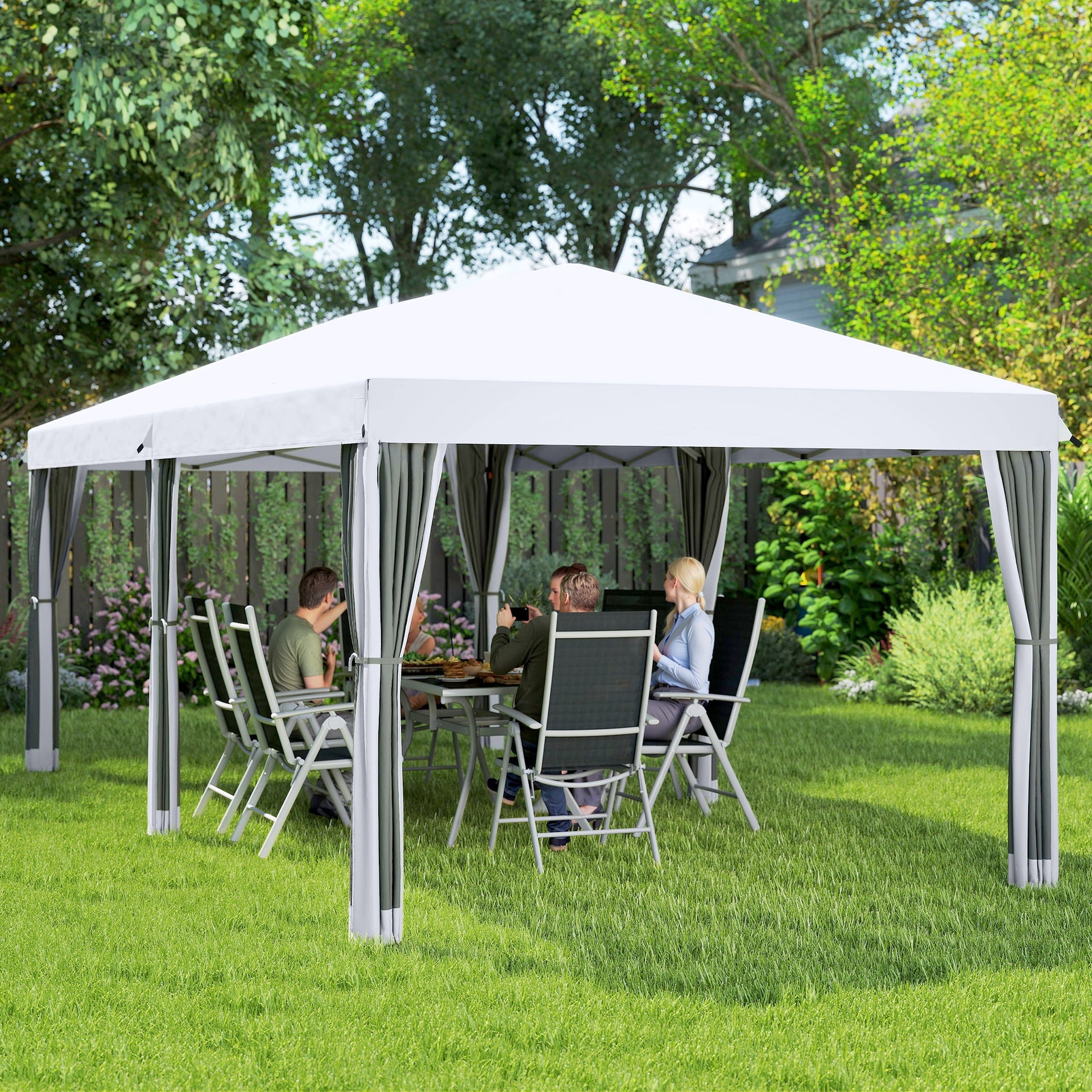 Outsunny 10' x 20' Pop Up Canopy Tent with Netting, Heavy Duty Instant Sun Shelter, Large Tents for Parties with Carry Bag for Outdoor, Garden, Patio, Cream White