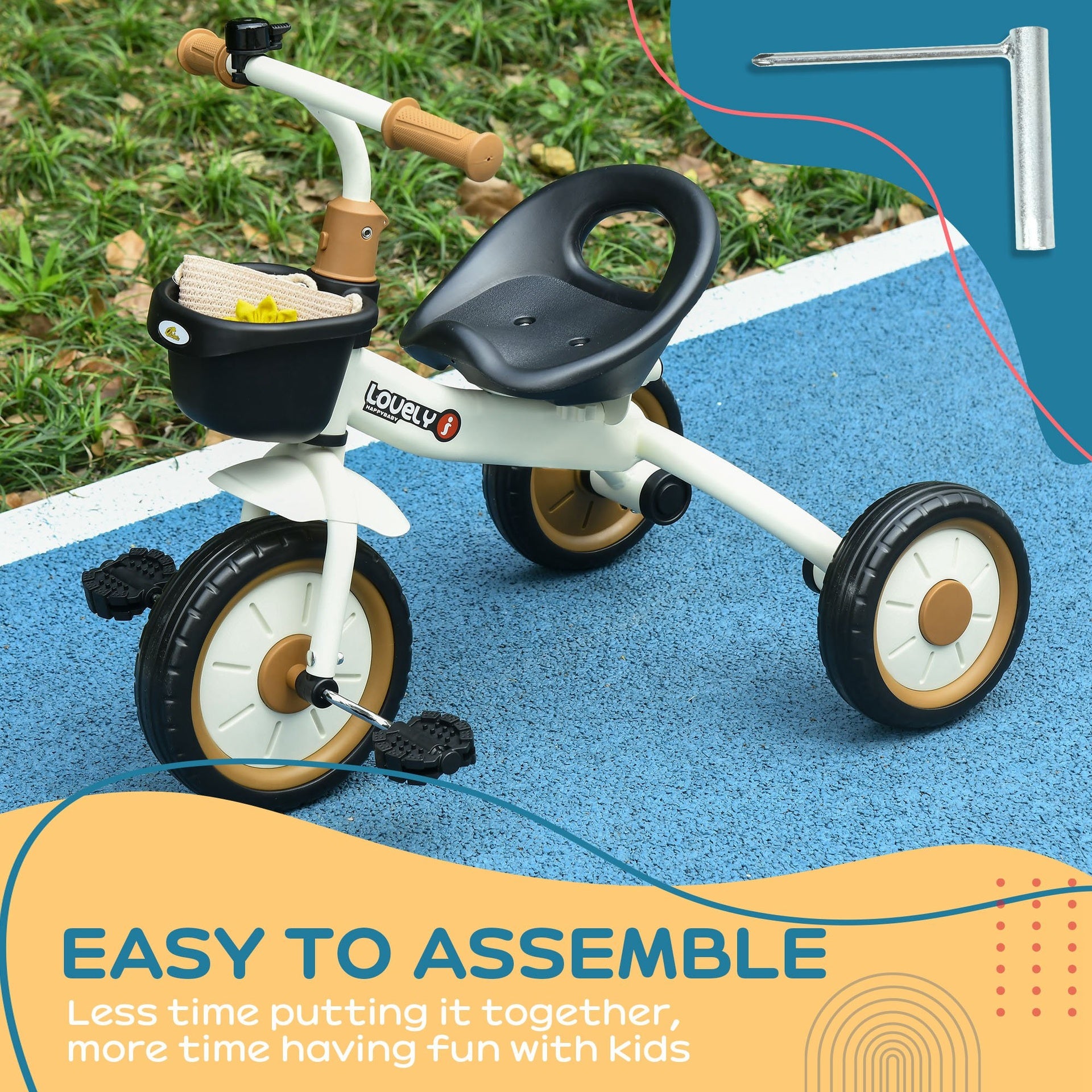 Qaba Tricycle for Kids Age 2-5, Toddler Bike for Children, White