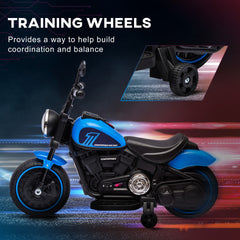 Aosom 6V Kids Motorcycle w/ Training Wheels, Single-Button Start, Blue