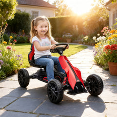 Aosom Kids Pedal Go Kart W/ Adjustable Seat, Swing Axle, Red