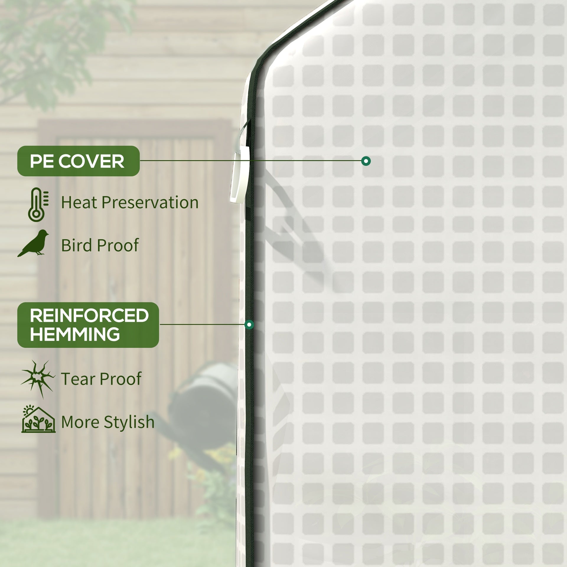Outsunny 01-0472 Replacement Cover, 55" x 56.25" x 74.75" Walk-in Greenhouse Cover Reinforced Anti-Tear PE Hot House Cover, White