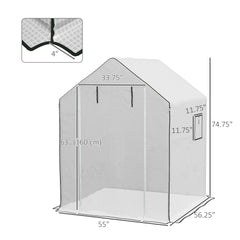 Outsunny 01-0472 Replacement Cover, 55" x 56.25" x 74.75" Walk-in Greenhouse Cover Reinforced Anti-Tear PE Hot House Cover, White