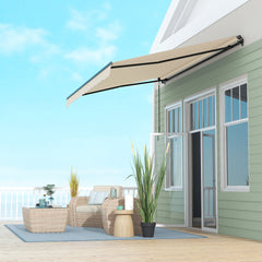 Outsunny 13' x 10' Retractable Awning, 280gsm UV Resistant Sunshade Shelter for Deck, Balcony, Yard, Beige
