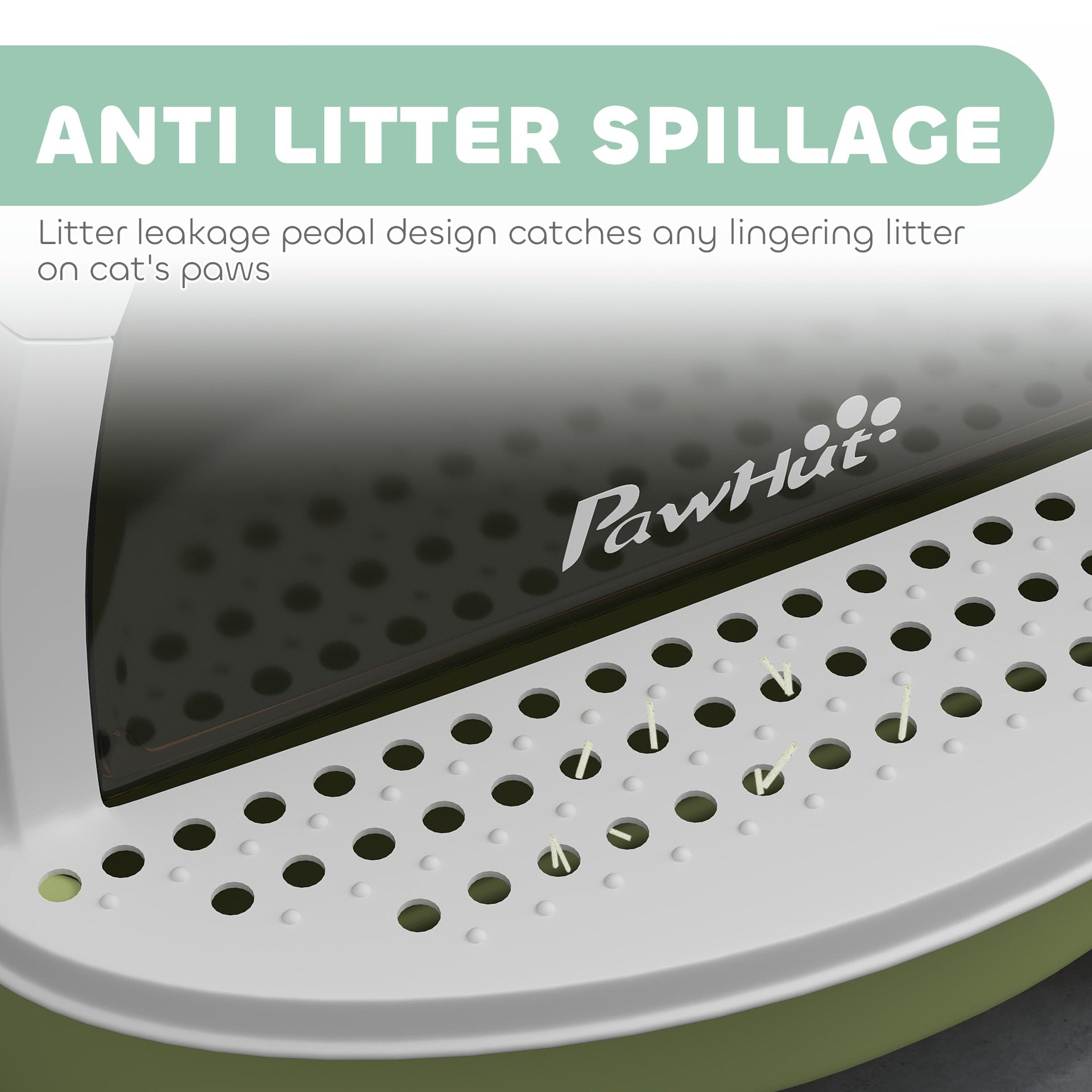PawHut Covered Cat Litter Box with Lid, Scoop, Deodorizing Bags for Odor Control, Privacy, Easy to Clean, Green
