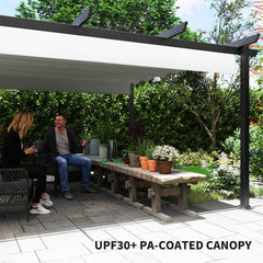Outsunny 13' x 13' Aluminum Retractable Pergola Canopy, Outdoor Pergola for Garden, Patio, Backyard, Deck, White