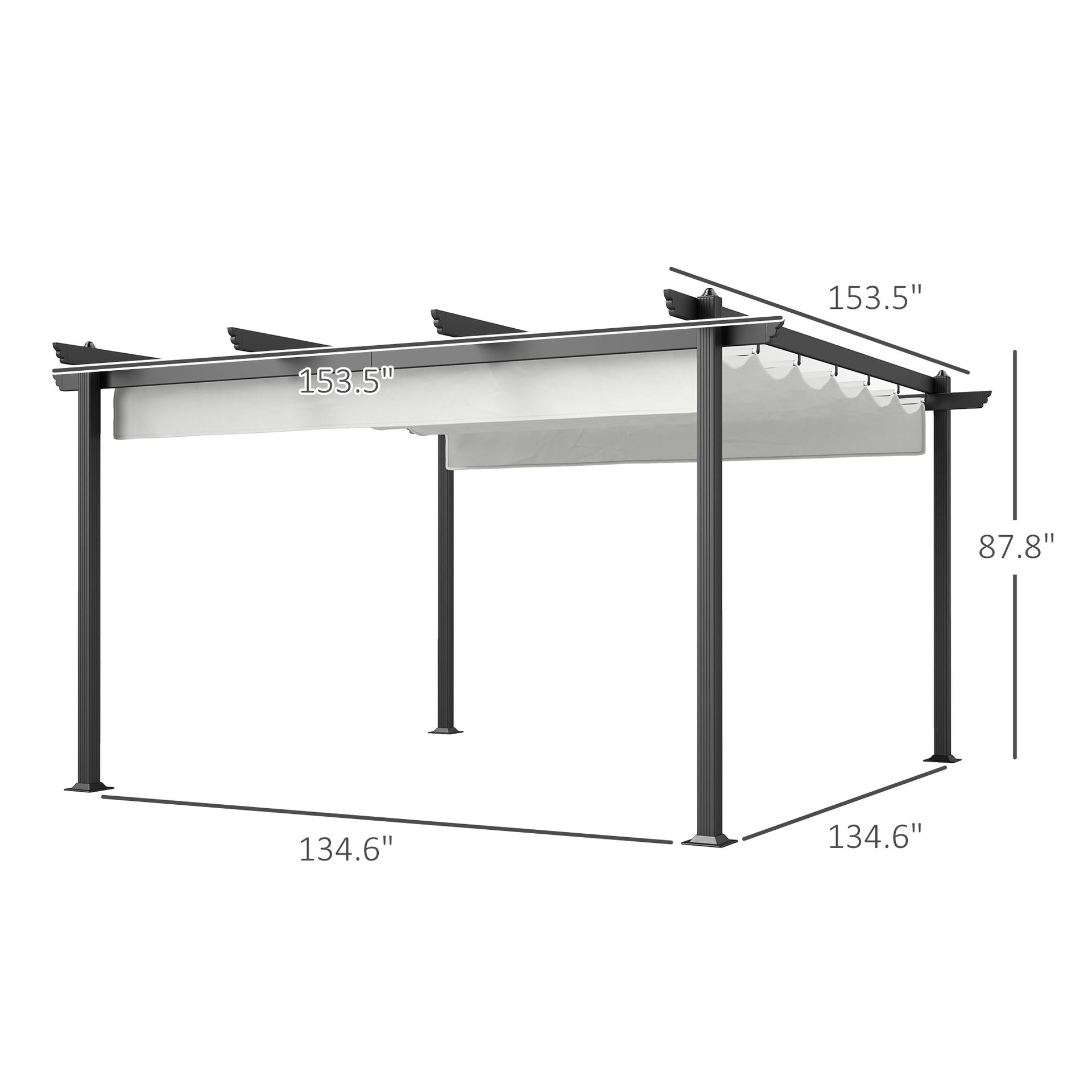 Outsunny 13' x 13' Aluminum Retractable Pergola Canopy, Outdoor Pergola for Garden, Patio, Backyard, Deck, White