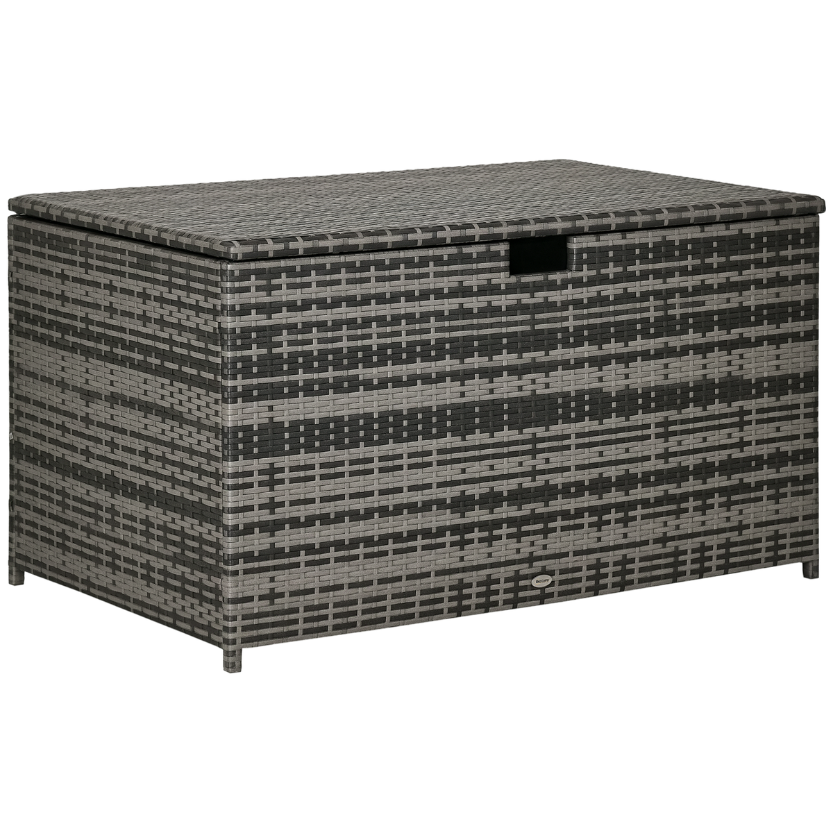Outsunny 113 Gallon Outdoor Storage Box, Rattan Deck Box for Indoor, Patio Furniture Cushions, Pool Garden Tools, Dark Gray