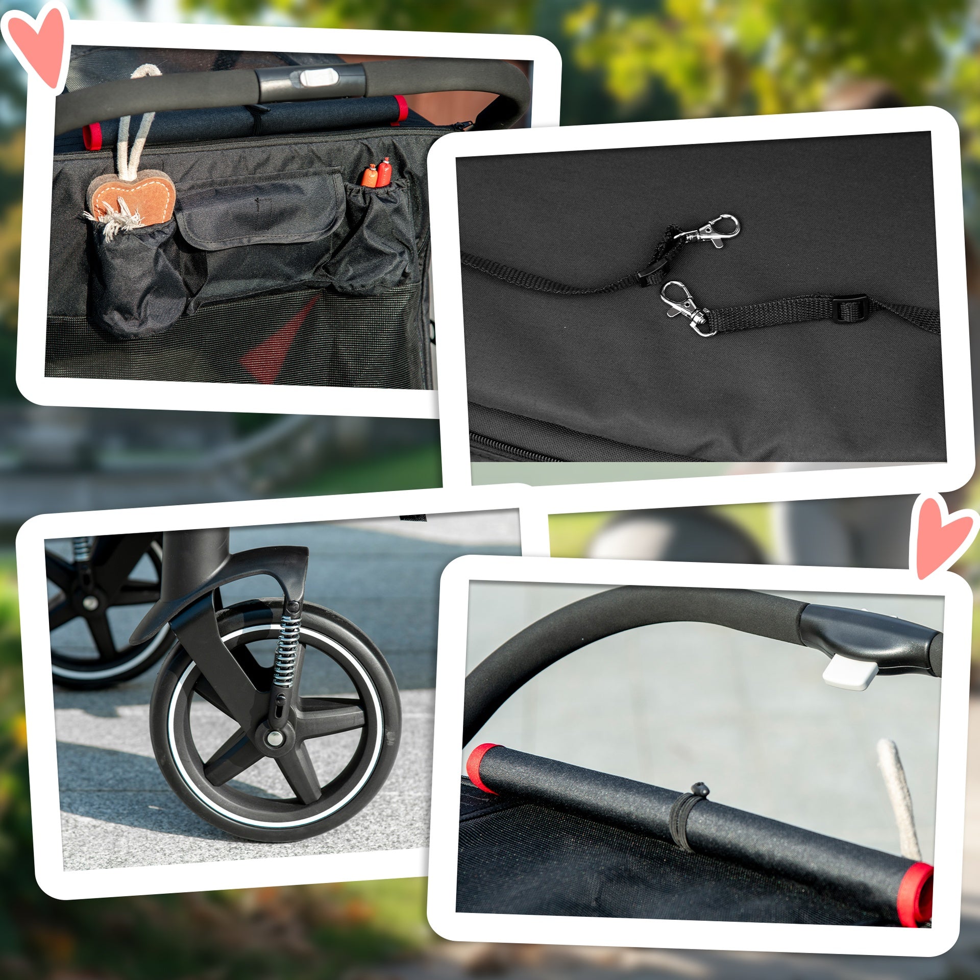 PawHut One-Click Foldable Dog Stroller for M, L Dogs, Pet Stroller, Black