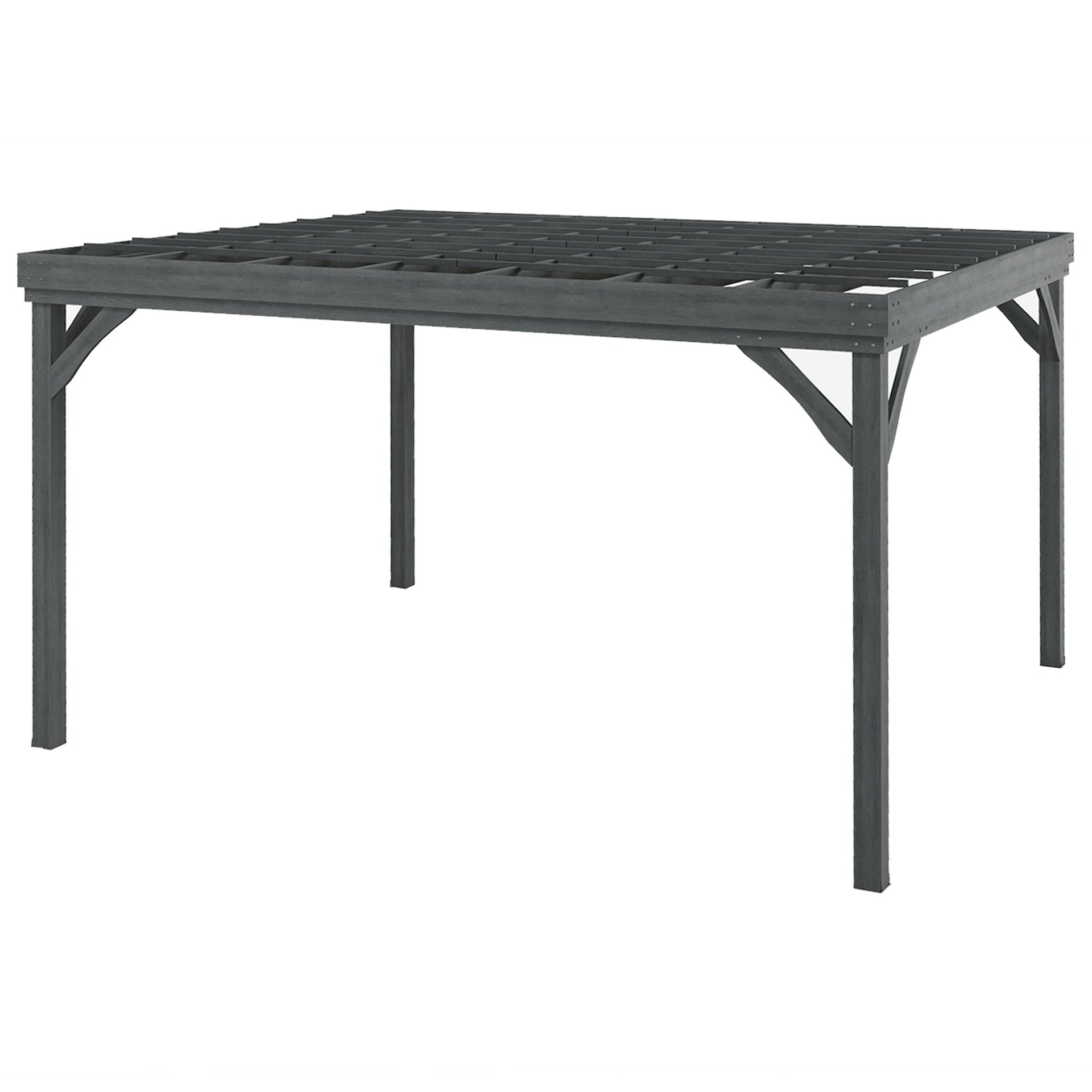 Outsunny 10' x 12' Outdoor Wooden Pergola, Grape Vine Gazebo with Concrete Anchors for Garden, Patio, Backyard, Deck, Gray