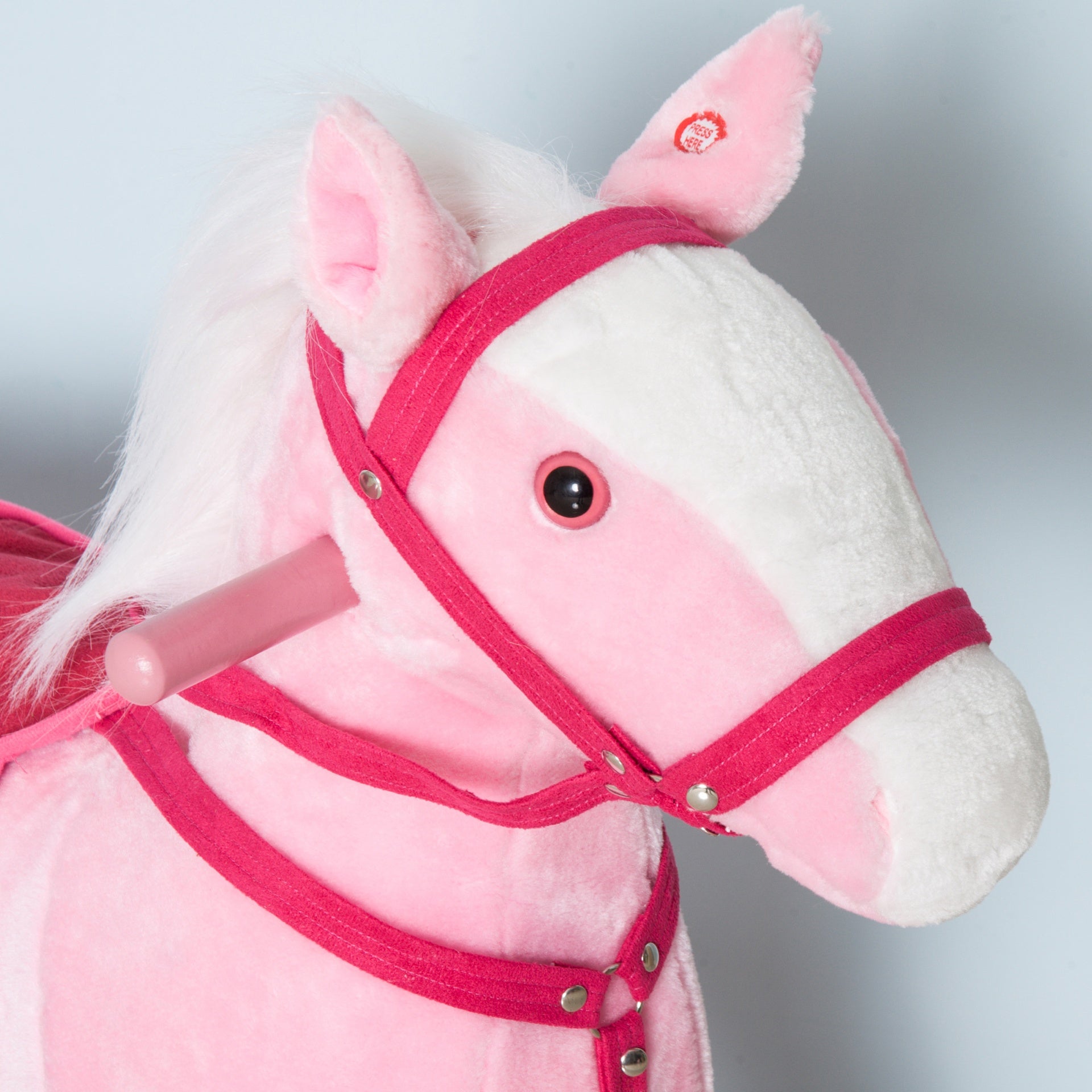 Qaba Kids Plush Toy Rocking Horse Pony Toddler Ride on Animal Rocker with Realistic Sounds, Birthday Gifts for Girls, Pink