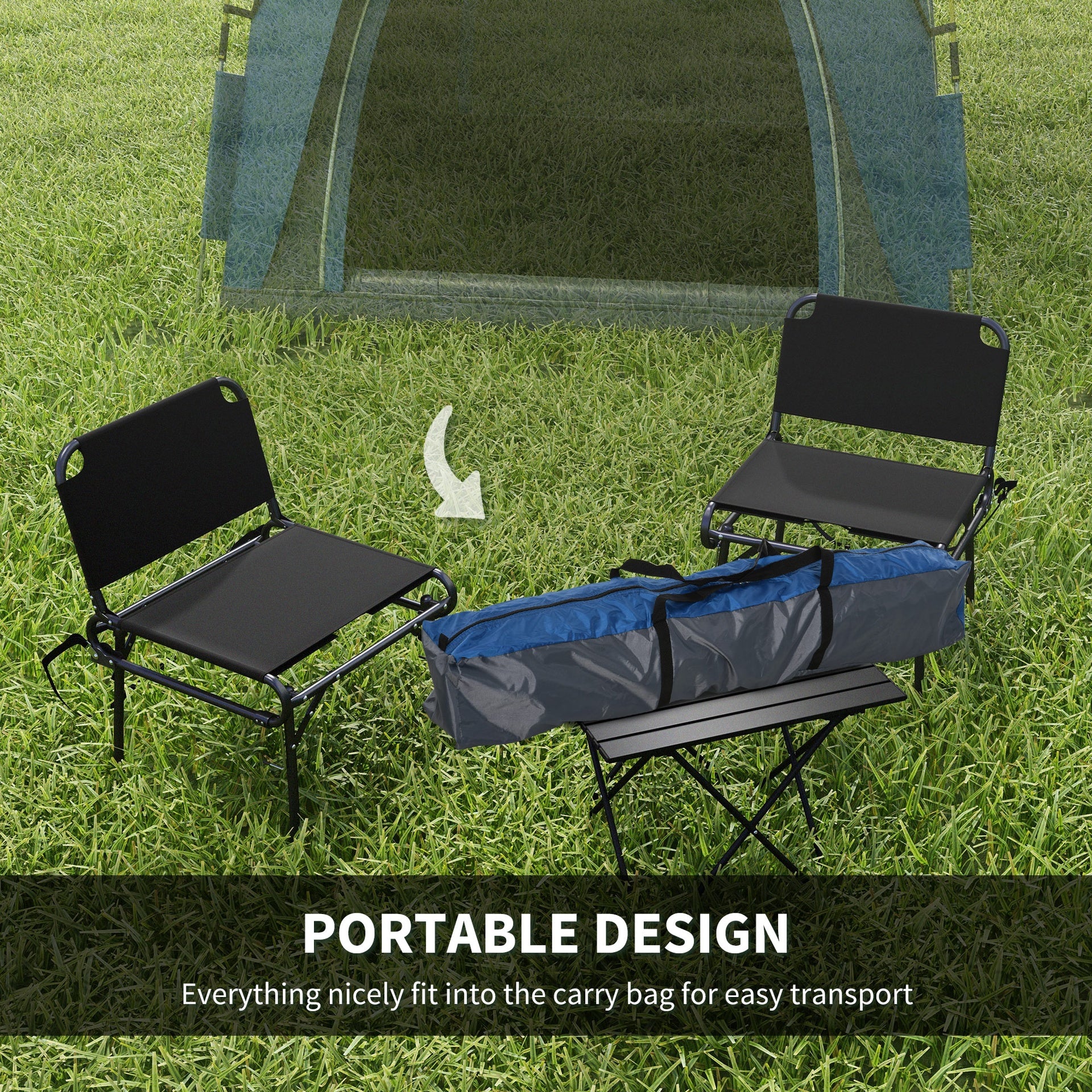 Outsunny 3 Person Pop Up Camping Tent Quick Setup Automatic Hydraulic Family Travel Tent w/ Windows Doors Carry Bag, Blue