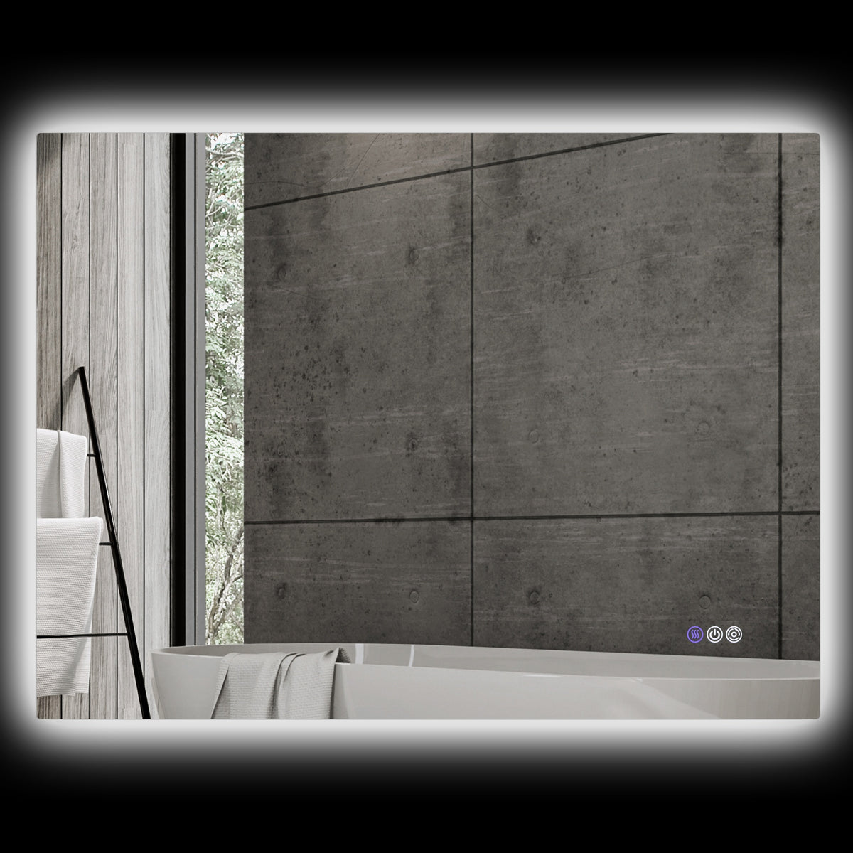 HOMCOM Dimmable Bathroom Mirror with Lights, 37" x 35" Backlit LED Mirror w/ Anti-Fog, Memory & Infinite Color Temperature