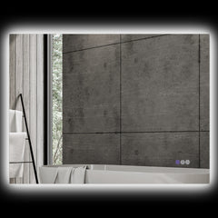 HOMCOM Dimmable Bathroom Mirror with Lights, 37" x 35" Backlit LED Mirror w/ Anti-Fog, Memory & Infinite Color Temperature