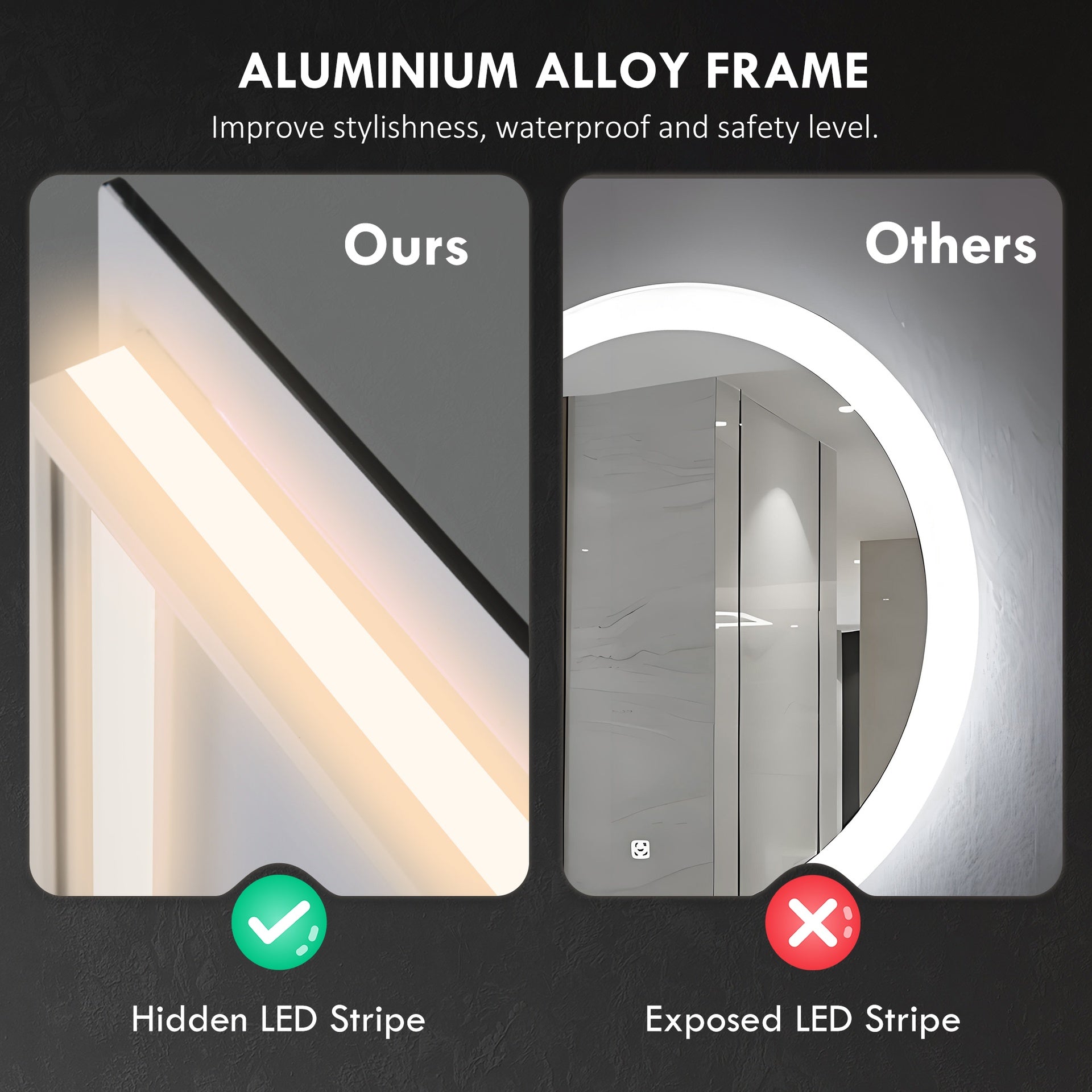 HOMCOM Dimmable Bathroom Mirror with Lights, 37" x 35" Backlit LED Mirror w/ Anti-Fog, Memory & Infinite Color Temperature