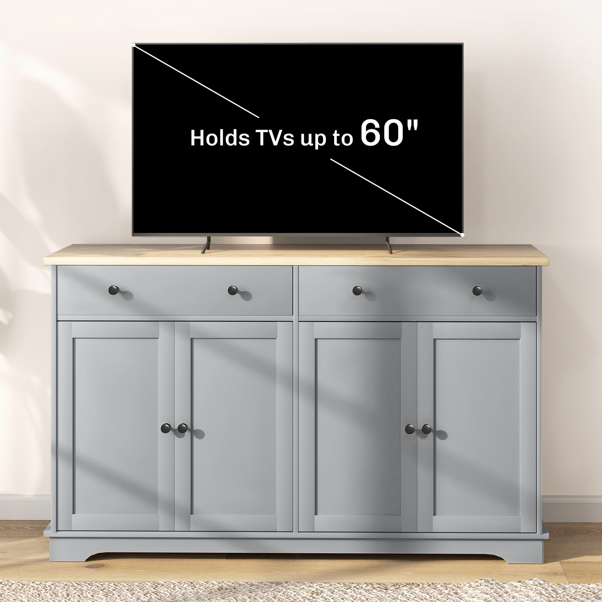 HOMCOM Modern Sideboard, Buffet Cabinet with Storage Drawers, Adjustable Shelves for Living Room, Dining Room, Entryway, Gray