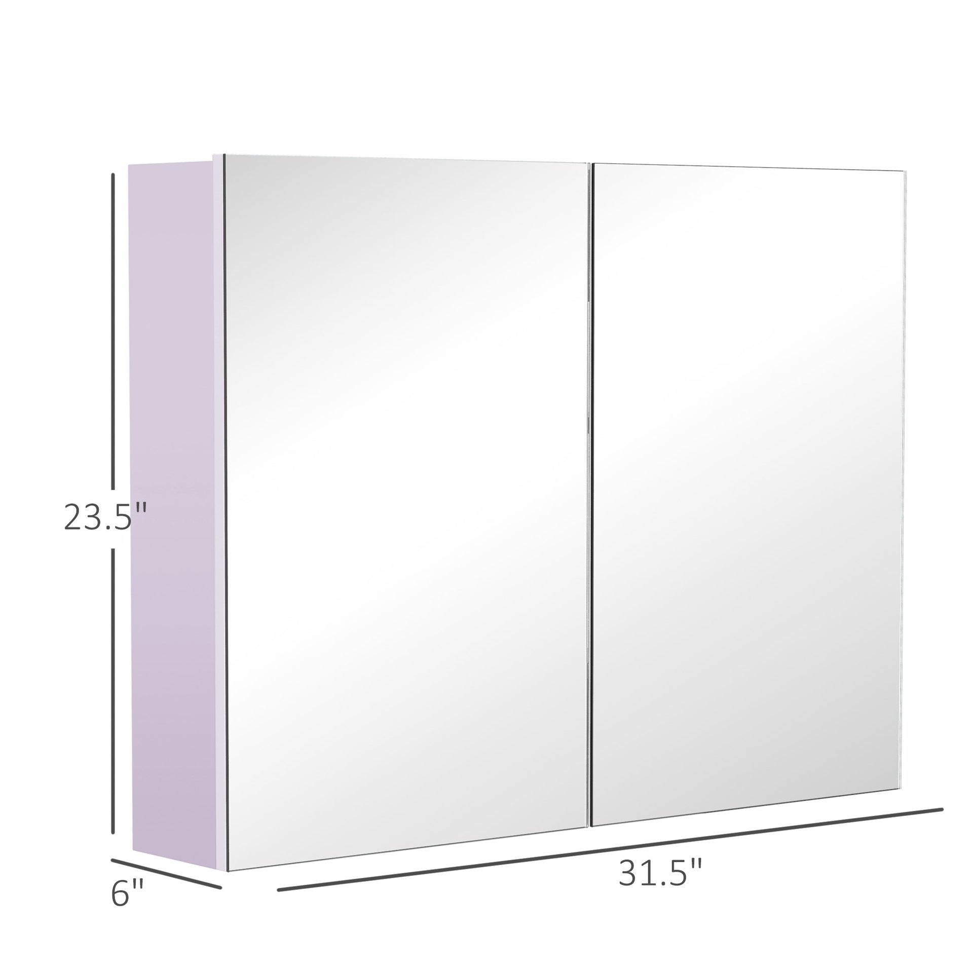 HOMCOM Double Door Wall Mounted Bathroom Mirror, 31.5" x 23.5" Medicine Cabinet with Modern Design, Large Storage, & Quiet Hinges