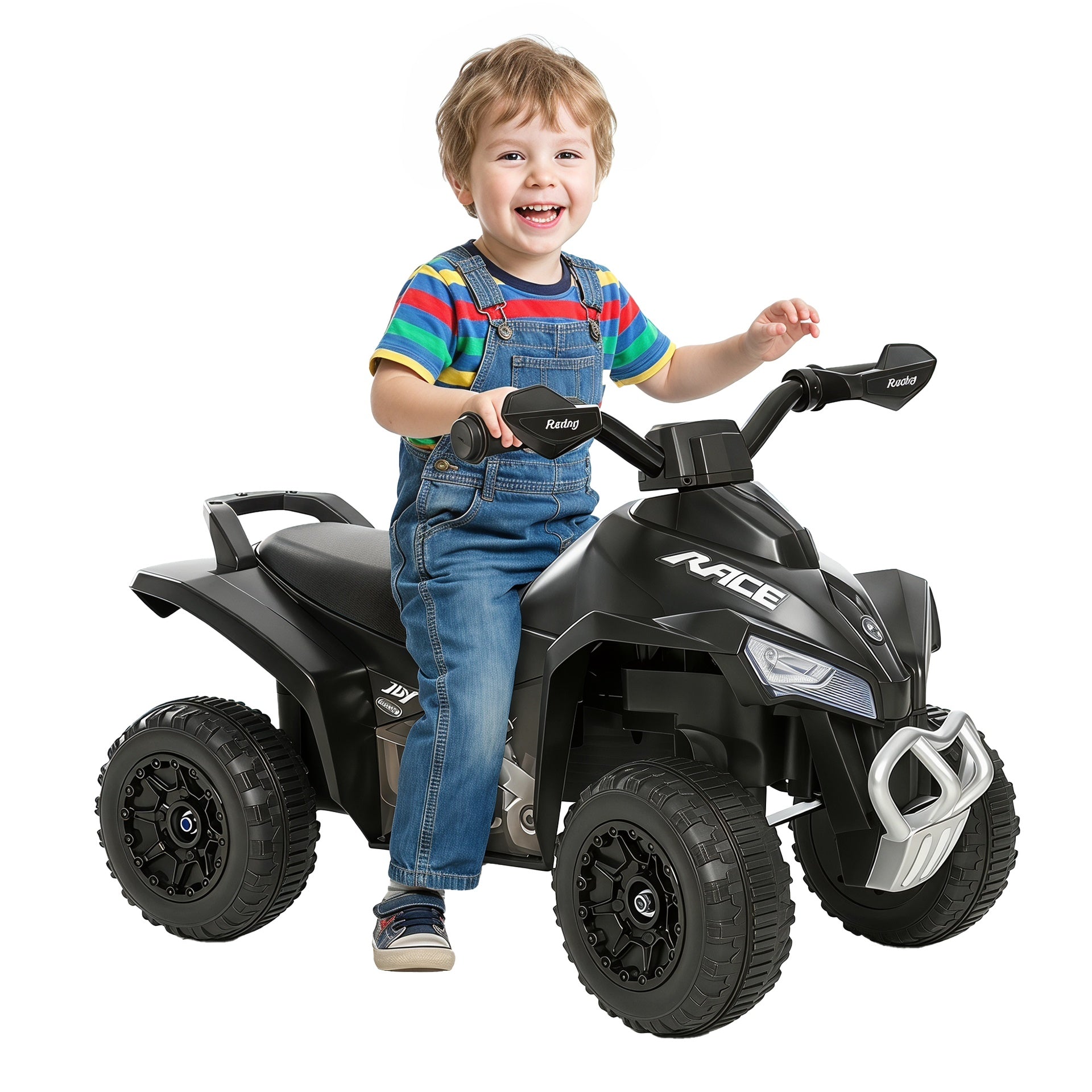 Aosom NO Power Kids Ride On Push Car, Ride Racer, Foot-to-floor Sliding Car, Walking ATV Toy with Music, Lights, for 1.5-3 Years Old, Black