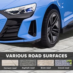Aosom Electric Car for Kids, 12V Licensed Audi RS E-tron GT 3.1 MPH Kids Ride on Car, Ride-on Toy with Remote Control, 4 Suspension Wheels, Horn, Music, Lights, for Boys and Girls, Blue