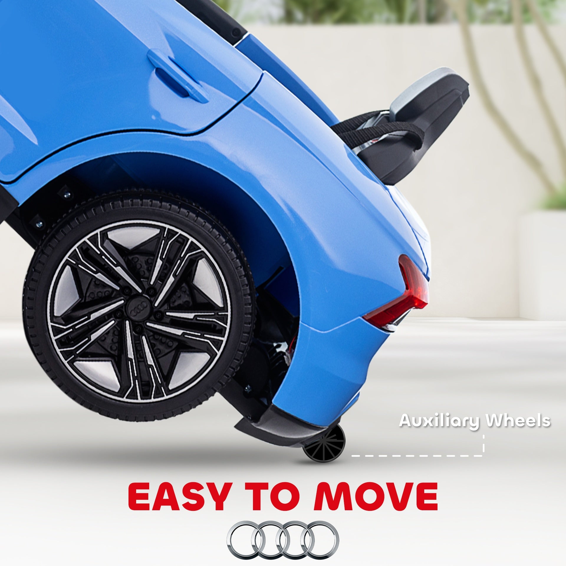 Aosom Electric Car for Kids, 12V Licensed Audi RS E-tron GT 3.1 MPH Kids Ride on Car, Ride-on Toy with Remote Control, 4 Suspension Wheels, Horn, Music, Lights, for Boys and Girls, Blue