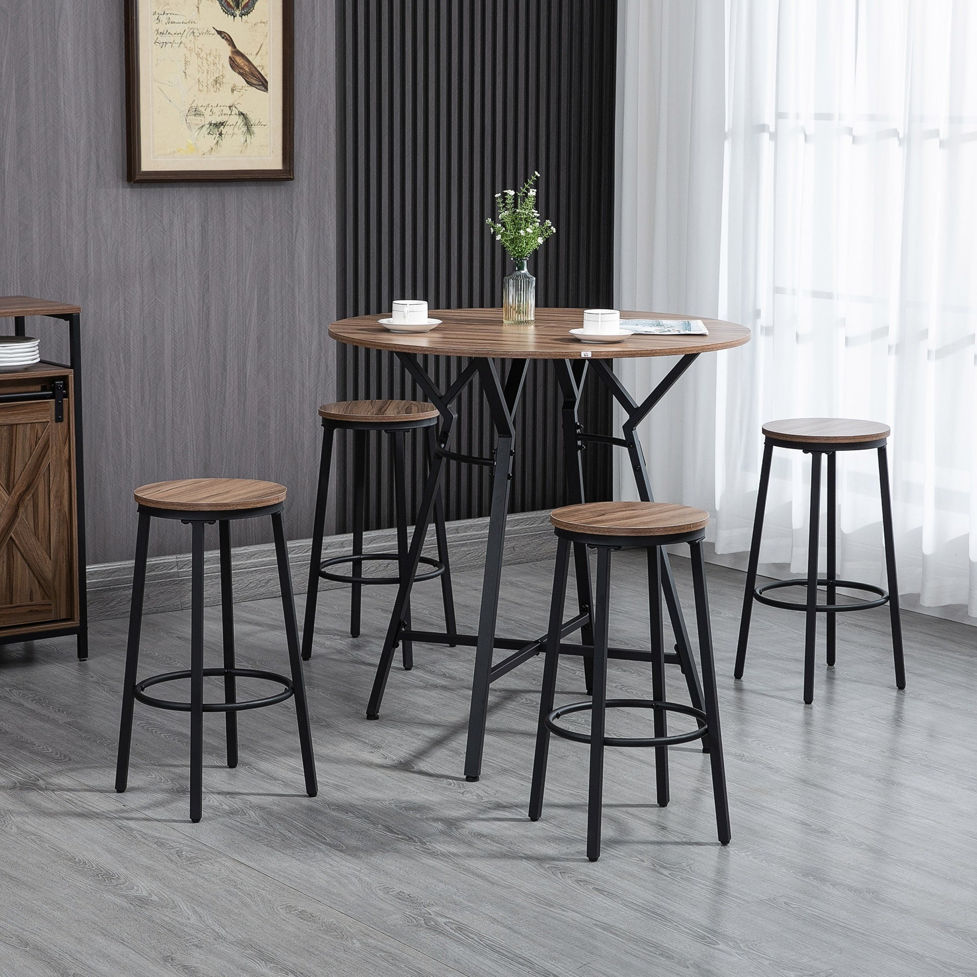 HOMCOM 5-Piece Bar Table and Chairs Set, Space Saving Dining Table & 4 Stools