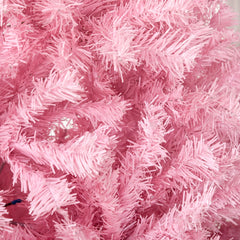 HOMCOM 7' Artificial Pink Christmas Trees, with Auto Open, Steel Base, Wide Shape for Indoor Xmas Decoration