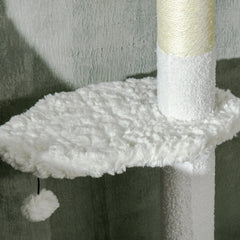 PawHut 8.4' Floor to Ceiling Cat Tree, Adjustable Height, White