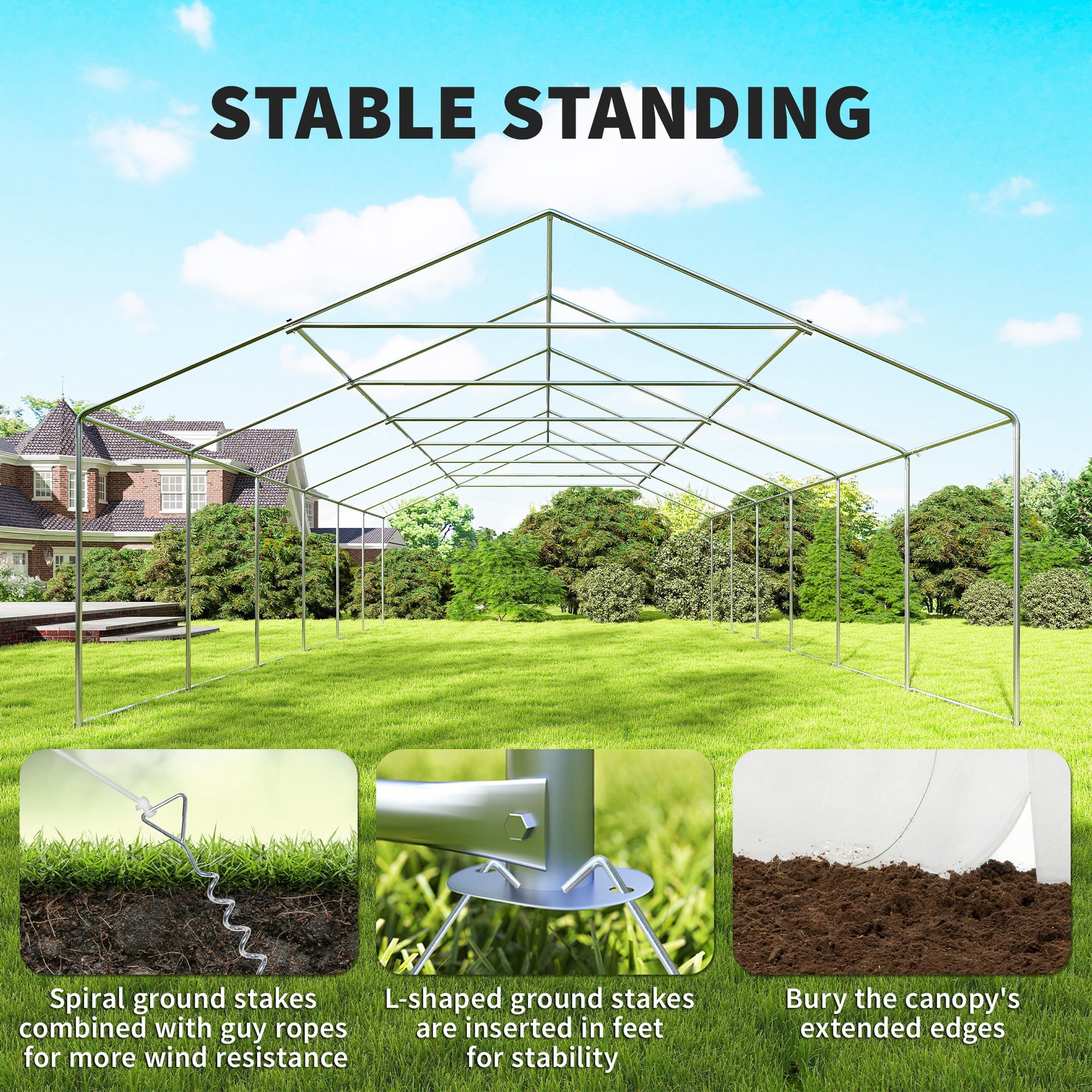 Outsunny Heavy Duty Party Tent, 19.5' x 39' Large Sun Shade Canopy Tent for Parties, Wedding, Events, BBQ Grill, White