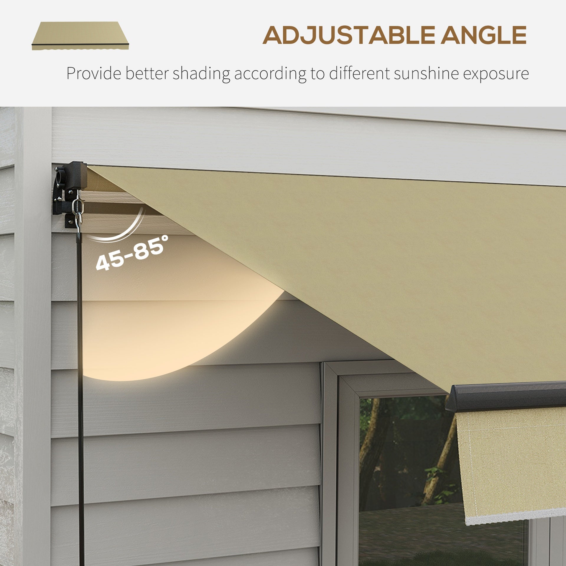 Outsunny 12' x 10' Retractable Awning, 280gsm UV Resistant Sunshade Shelter for Deck, Balcony, Yard, Beige