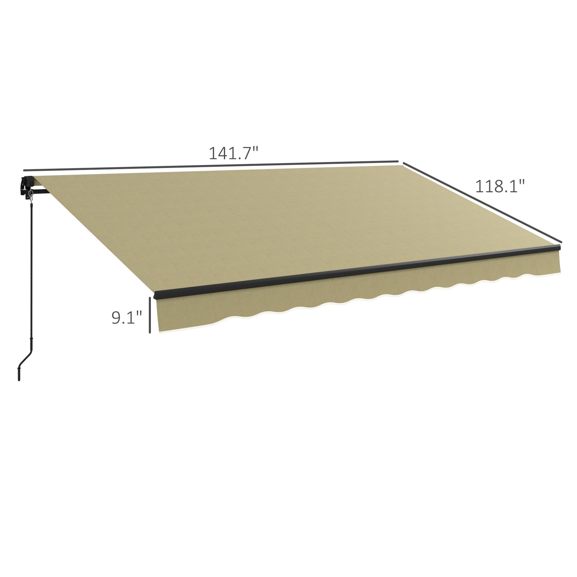 Outsunny 12' x 10' Retractable Awning, 280gsm UV Resistant Sunshade Shelter for Deck, Balcony, Yard, Beige