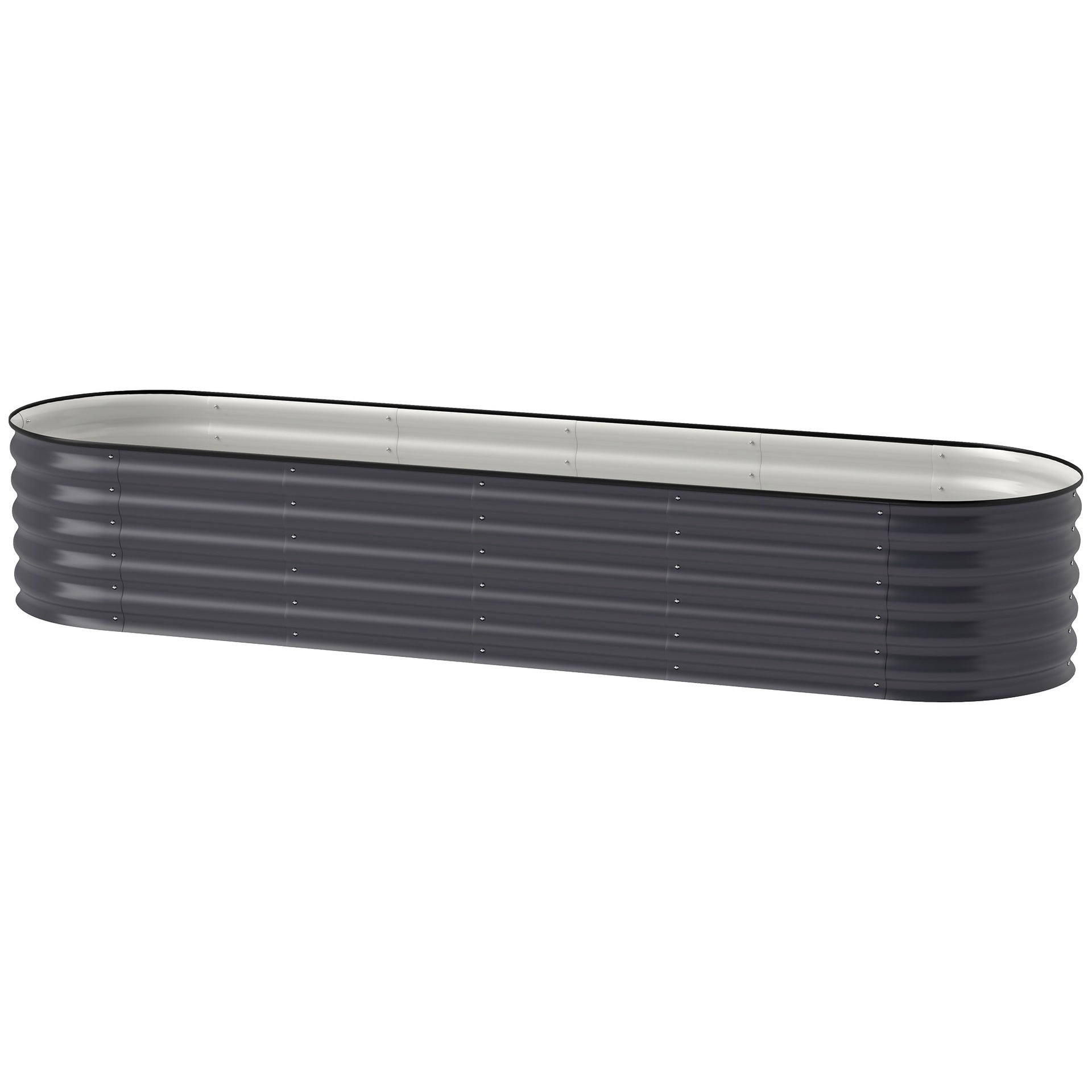 Outsunny 7.9' x 2' x 1.4' Galvanized Raised Garden Bed Kit, Metal Planter Box with Safety Edging, Dark Gray