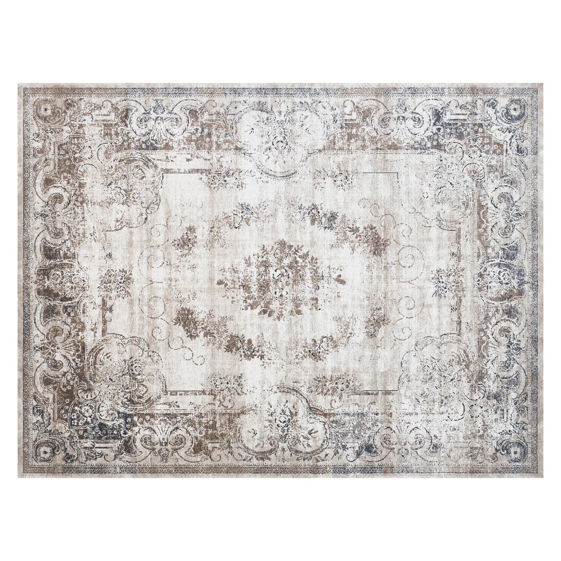 HOMCOM 6x9 Boho Area Rug, Machine Washable Carpet for Living Room, Bedroom, Dining Room, Kitchen, Home Office, Brown