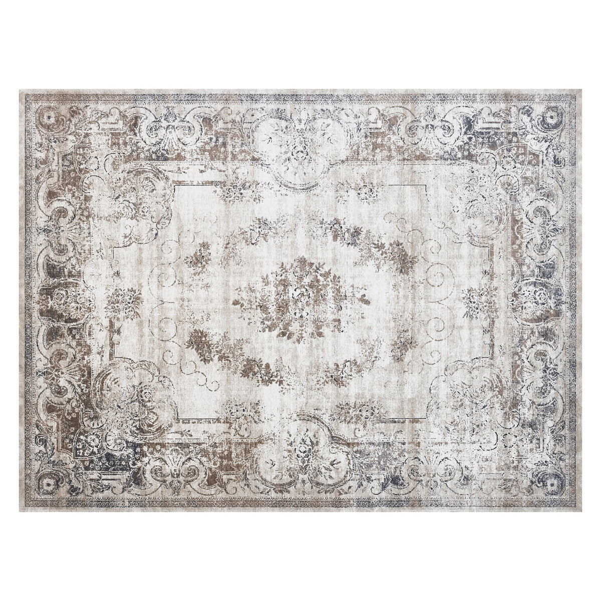 HOMCOM 6x9 Boho Area Rug, Machine Washable Carpet for Living Room, Bedroom, Dining Room, Kitchen, Home Office, Brown