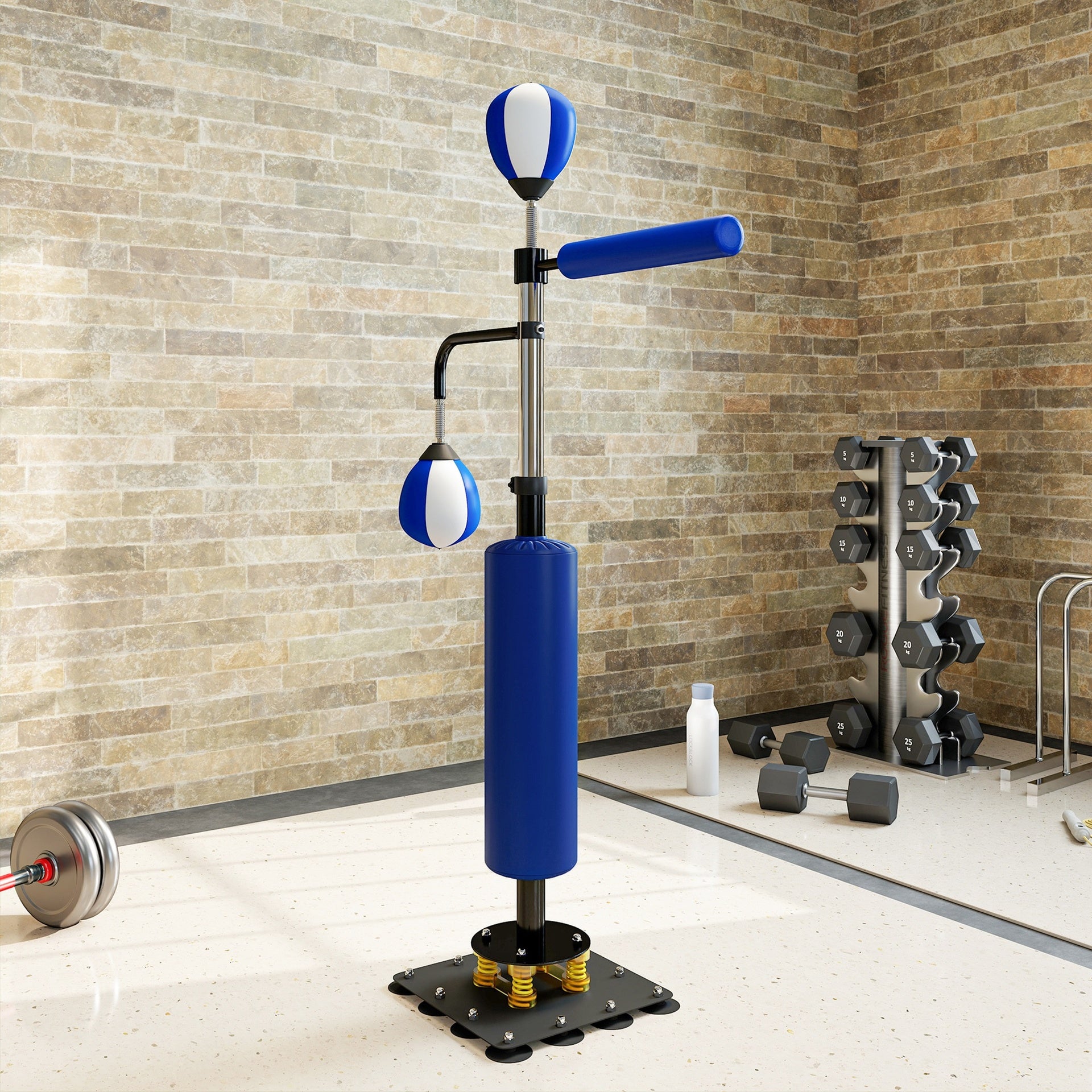 Soozier 4.6'-6.7' Speed Bag Boxing Bag Stand, Reflex Bag Boxing Training Equipment, Speed Punching Bag, Blue