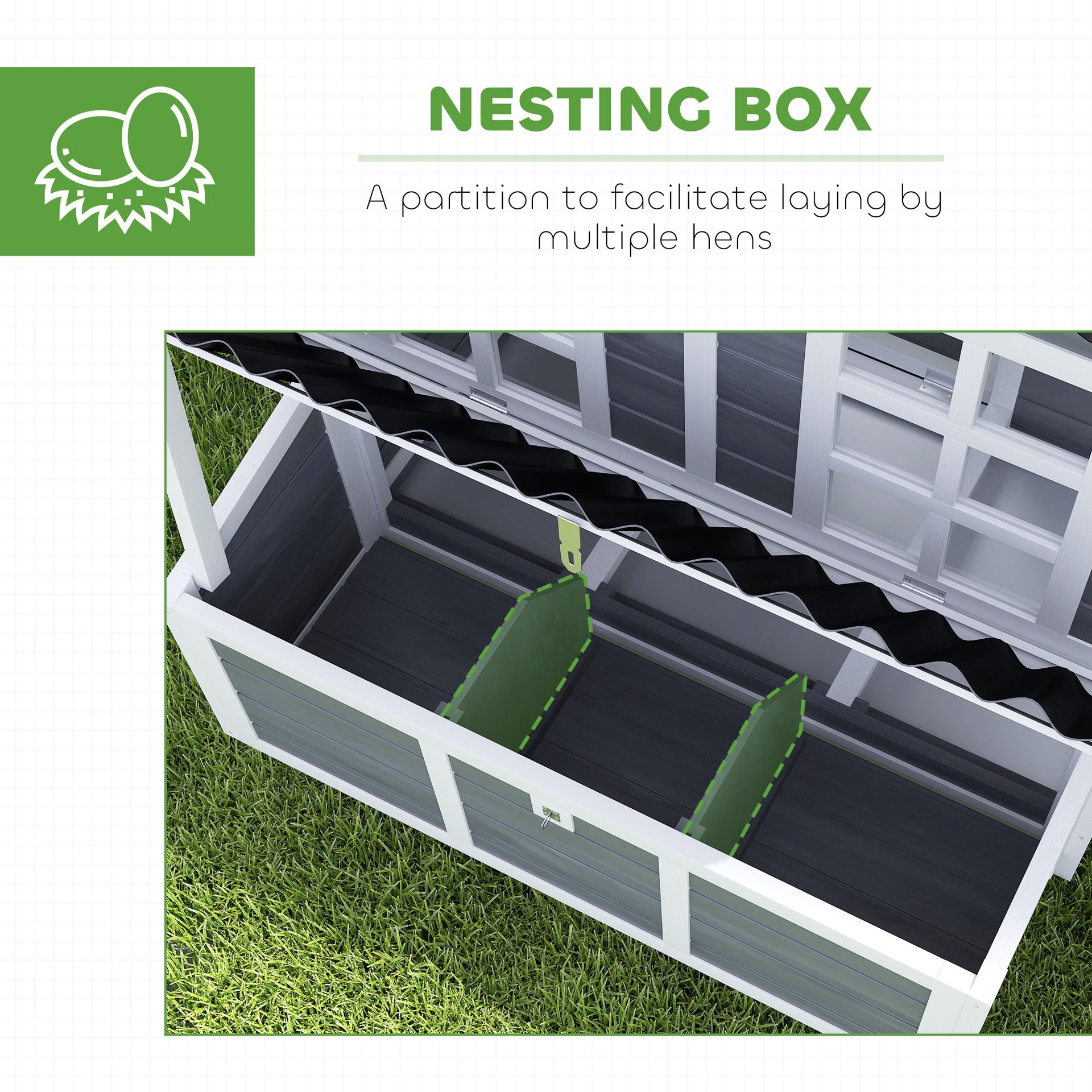 PawHut Wooden Chicken Coop with Nesting Box, Pull-Out Tray, Waterproof Roof, 39" Chicken House for 2-4 Chickens, Rabbits